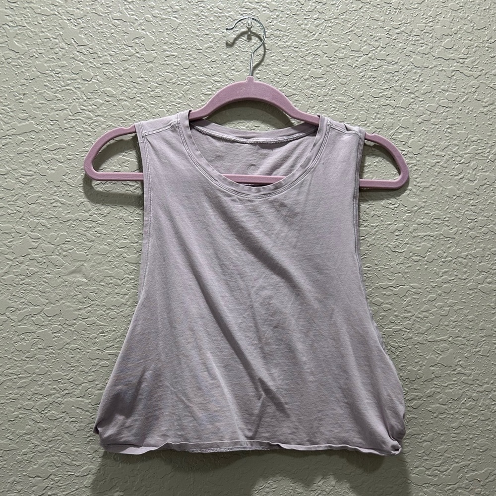 CRZ YOGA Pima Cotton Cropped Tank Tops for Women - L Lavender Gray